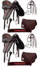 Combo Mangalarga 02 Selas De Cavalo Marrom Soft Australiana Bordadas