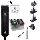 COMBO MÁQUINA DE TOSA ANDIS AGC 2 BIVOLT e KIT PENTES ADAPTADORES 8 PEÇAS AÇO