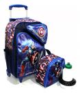 Combo Mochila Escolar Capitão América Avengers Rodinha Tam G