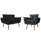 Combo Namoradeira Sofá 02 lugares mais 01 Poltrona decorativa Opalla Pés Palito Preto - DS Estofados Combo Namoradeira Sofá 02 lugares mais 01 Poltrona decorativa Opalla Pés Palito Preto - DS Estofados