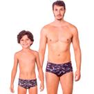 Combo pai e filho par sungas camuflagem noturna proteção uv 50+ kauna