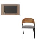 Combo Painel Mondrian para Tv 65 Polegadas + Poltrona Aero Overseas material sintético Marrom Caemmun