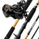 Combo Pescaria Forte Carretilha Bronx 300P Drag 15kg Vara Venza Fusion 1,98m 40lbs 2 Partes Lado da Manivela:DireitoTam