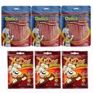 Combo Petiscos de Cachorro: 3 Ossinho Palito Fino Carne Deliciosso 200g E 3 Bifinho Xisdog Carne 65g