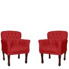 Combo Poltrona Decorativa Anita Pés Luis XV Suede Vermelho - DS Estofados