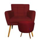 Combo Poltrona Decorativa Onix Mais Puff Redondo Suede Vermelho - DS Estofados Combo Poltrona Decorativa Onix Mais Puff Redondo Suede Vermelho - DS Estofados