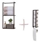 Combo Prateleira Organizadora + Suporte para Papel Higiênico