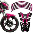 Combo Protetor Adesivo Tanque E Aro Moto Haojue Dk 150 Rosa