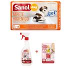 Combo Tapete absorvente 30un para xixi cães e Kit Atrativo canino pipi pode e Educador sanitário Stop Dog xixi Não Sanol