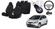 Combo Tecido Customizado Honda Fit 03-08 + Volante + Chaveiro