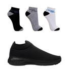 Combo Tênis Academia Esportivo Slip On 3 pares de Meias