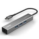 Combo USB-C - Comtac Aluminium - 3 Portas USB 3.2 Gen1 + LAN GIGAbit - 5Gbps - Cinza - 20139454-R.1 Combo USB-C - Comtac Aluminium - 3 Portas USB 3.2 Gen1 + LAN GIGAbit - 5Gbps - Cinza - 20139454-R.1