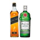 Combo whisky johnnie walker black label 750ml + gin tanqueray london dry 750ml