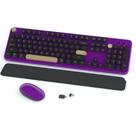 Combos de teclado e mouse sem fio Links9+ Retro Purple-Black