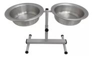 Comedor Duplo Vasilha Cachorro Regulável Elevado Alumínio 1 Litro