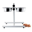 Comedouro Ajustavel Duplo Inox Grande