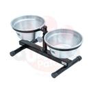 Comedouro ajustavel pet caes gatos bebedouro em aço carbono e aluminio 600ml cada tigela