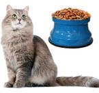 Comedouro Alto Para Gatos Em Alumínio Gastrobel Azul Pig