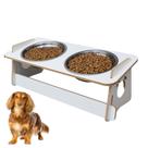 Comedouro Bebedouro Cachorro Elevado Pet Duplo Tigela Ração Inox Saudável Branco Comedouro Bebedouro Cachorro Elevado Pet Duplo Tigela Ração Inox Saudável Branco