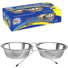 Comedouro / bebedouro de inox com suporte 600ml 33x17x6,5cm Comedouro / bebedouro de inox com suporte 600ml 33x17x6,5cm