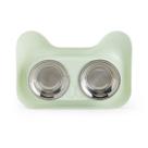 Comedouro Bebedouro Duplo Com Tigela Removível Inox 170ml para Pets Cor:Verde