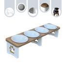 Comedouro Cachorro Pet Elevado Quadruplo Linear MDF - Porcelana