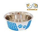 Comedouro Cães The Pets Inox Decorado Pata Bolinha Azul 400ml