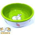 Comedouro de Porcelana p/ Coelhos Verde - The Pets Brasil