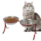 Comedouro Duplo Alto Inox Pet para Gatos Ração e Agua PetGang: Vermelho