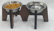 Comedouro Duplo Cleverpet em MDF 2 Tigelas Inox 27x15x11cm Design Moderno