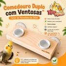 Comedouro Duplo com Ventosas Play Psitas. Potes de Porcelana de 30ml.