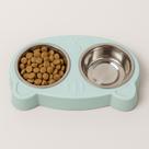 Comedouro Duplo em Inox PET Antiderrapante para cães e Gatos Tigelas Removíveis