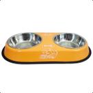 Comedouro Duplo Gato Cachorro Tigela Inox Antiderrapante Med