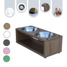 Comedouro Duplo Gato Elevado Cachorro Pet MDF Luke Amadeirado - Inox