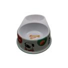 Comedouro Duplo Médio para Animais de Estimação 500ml - Branco Decorado