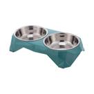 Comedouro Duplo Para Animais De Estimação Em Aço Inoxidável Com Grande Capacidade E Padrão Diamante,