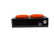 Comedouro duplo para cães e gatos em acrílico com potes