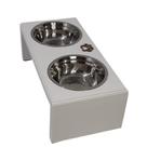 Comedouro Duplo Para Cães e Gatos Tamanho PP Com 12 cm de Altura Branco