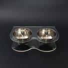 Comedouro Duplo para Pets em Acrílico Incolor Com Tigela em Inox - Ideal para ração e sachê Comedouro Duplo para Pets em Acrílico Incolor Com Tigela em Inox - Ideal para ração e sachê
