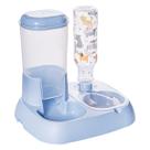 Comedouro e Bebedouro Automático Duplo Para Pets Pote De Alimentação Para Cães e Gatos Pote de Ração Com Garrafa de 1L Azul Plasútil