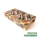 Comedouro e Bebedouro pet para Cães e Gatos - Stampa Monstera - PetMobill