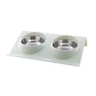Comedouro E Bebedouro Pote Ração Comedouro Duplo para Cães Cachorros Gatos Pet Inox - Grande