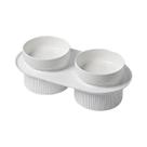 Comedouro Elevado De Cerâmica Para Cães E Gatos, Suporte Duplo Branco E Rosa