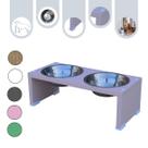 Comedouro Elevado Duplo Gato Cachorro Pet MDF Nick Rose - Inox Comedouro Elevado Duplo Gato Cachorro Pet MDF Nick Rose - Inox