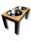 Comedouro Elevado Duplo Para Cães - Tamanho G Cor:Madeira