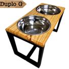Comedouro Elevado Duplo Para Cães - Tamanho G Cor:Madeira