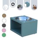 Comedouro Elevado Gato Cachorro Pet MDF Luke Verde - Inox