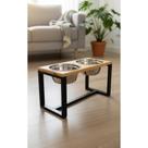 Comedouro Elevado Madeira G Cães Gatos Conforto Higiene