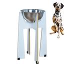 Comedouro Elevado Pet Gato Cachorro MDF Torre Grande 35 cm - Inox