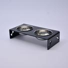 Comedouro em Acrílico Preto com Tigela de Inox para Pets